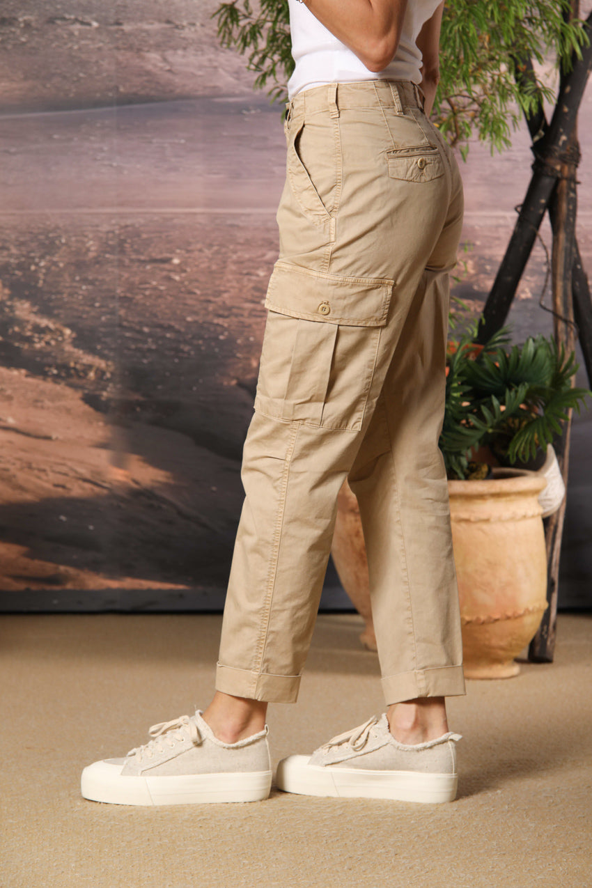 Judy Archivio pantalón cargo mujer en sarga de algodón elástico relaxed fit