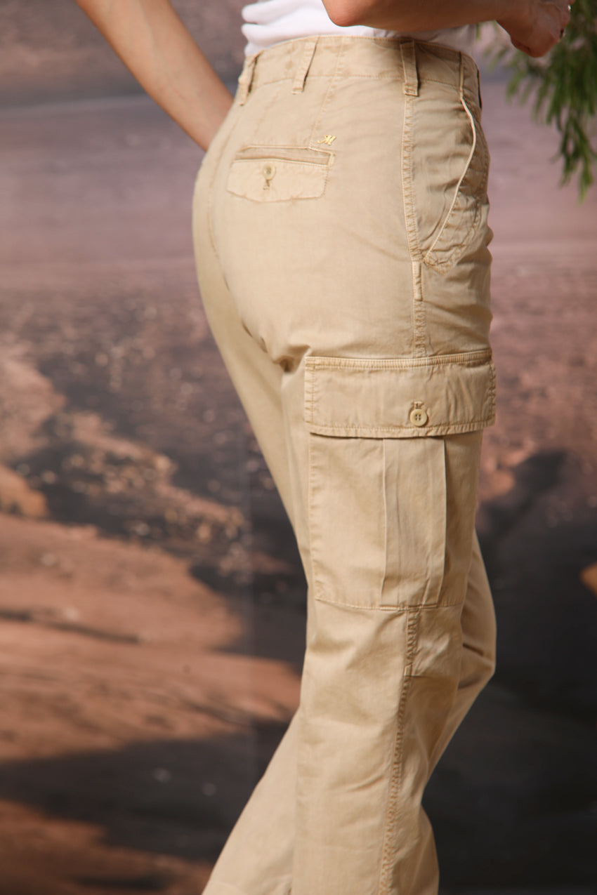 Judy Archivio pantalón cargo mujer en sarga de algodón elástico relaxed fit