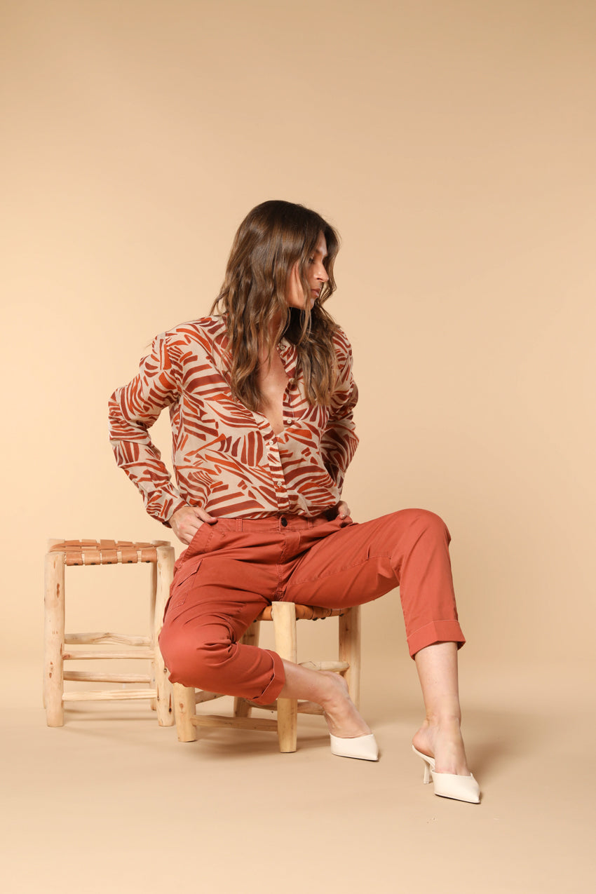 Judy Archivio pantalone cargo donna in twill di cotone stretch relaxed fit