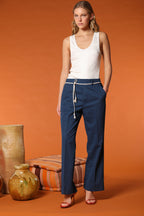 New York Cozy Straight pantalone chino donna in twill di lino e cotone straight fit