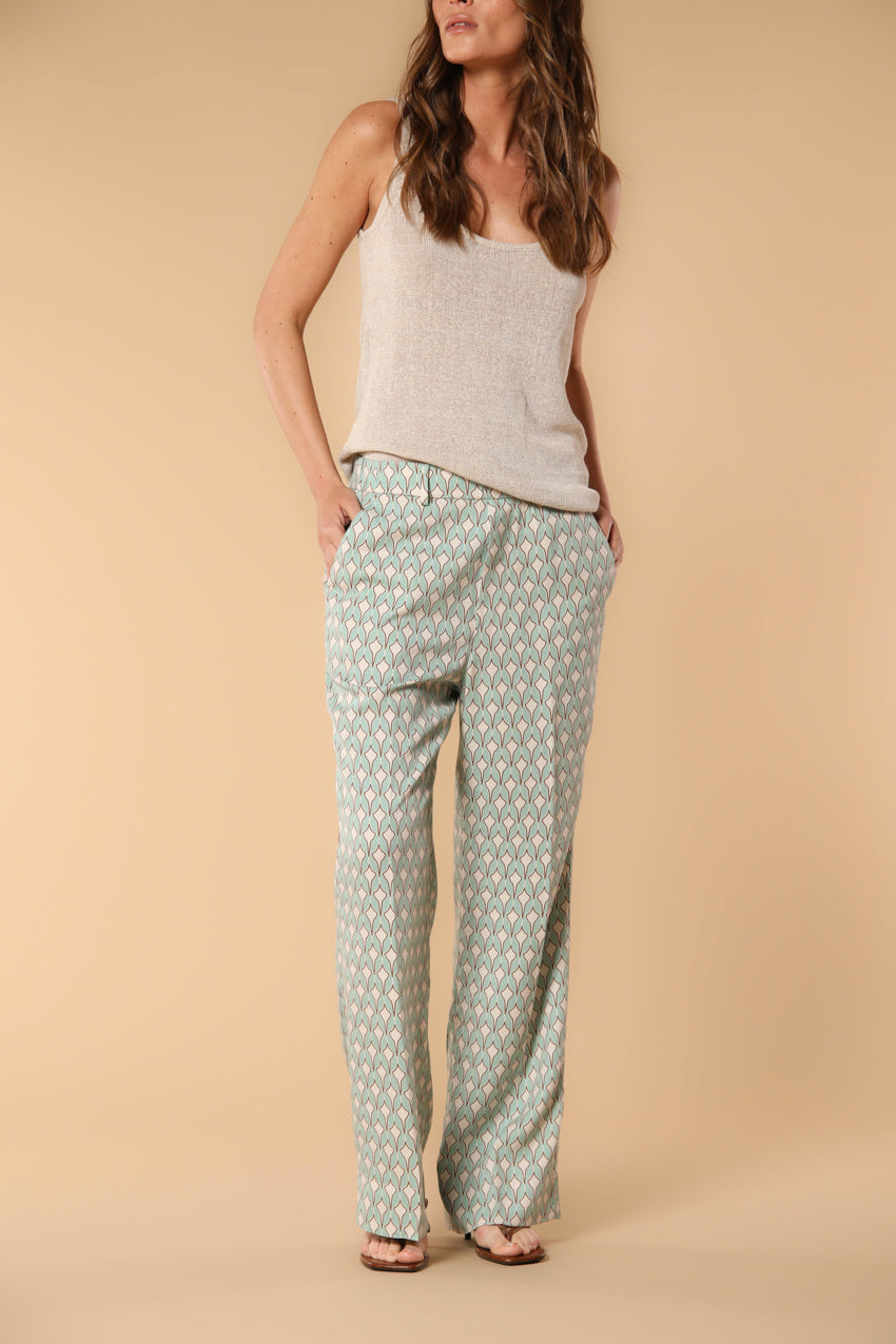 New York Cozy Straight Pantalon chino jogger femme en Modal avec imprimé géométrique coupe Straight