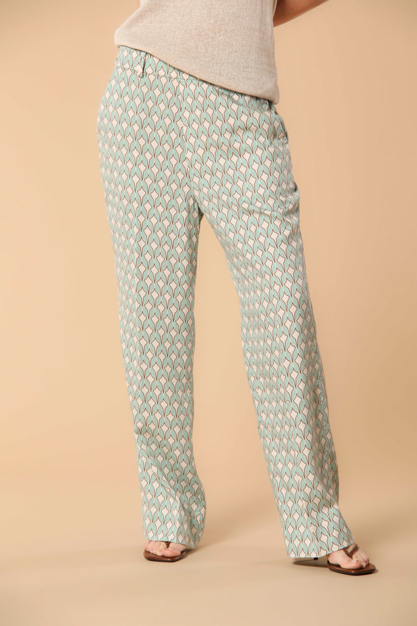 New York Cozy Straight Pantalon chino jogger femme en Modal avec imprimé géométrique coupe Straight