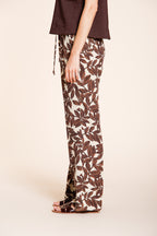 New York Cozy Straight pantalón chino jogger mujer de muselina estampado ramage relaxed fit