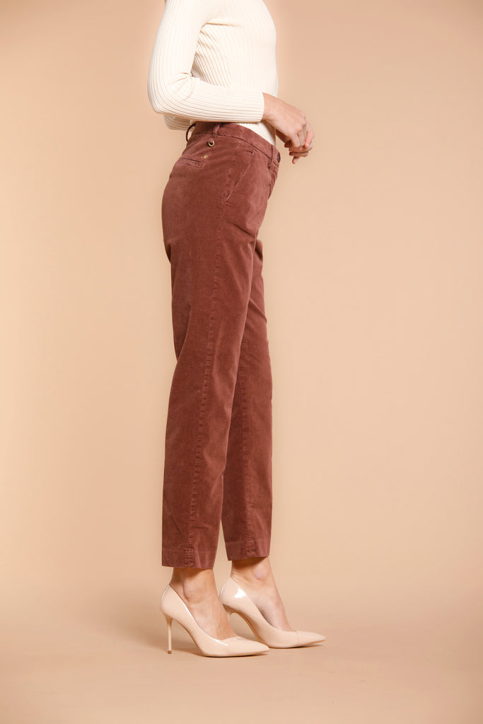 New York pantalone chino donna in velluto liscio regular