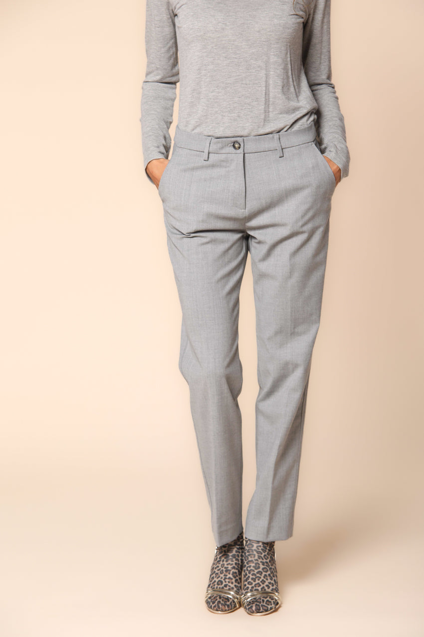 New York pantalon chino femme en laine coupe régulière