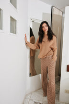 Easy Straight pantalone chino donna in jersey stampa onda straight fit