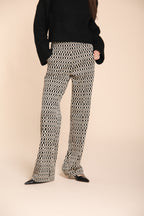 Foto 1 Easy Straight pantalone chino donna in jersey con disegno rombo straight fit