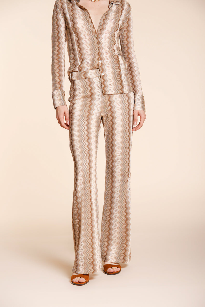 Easy Straight pantalón chino jogger mujer en punto espiga lúrex straight fit