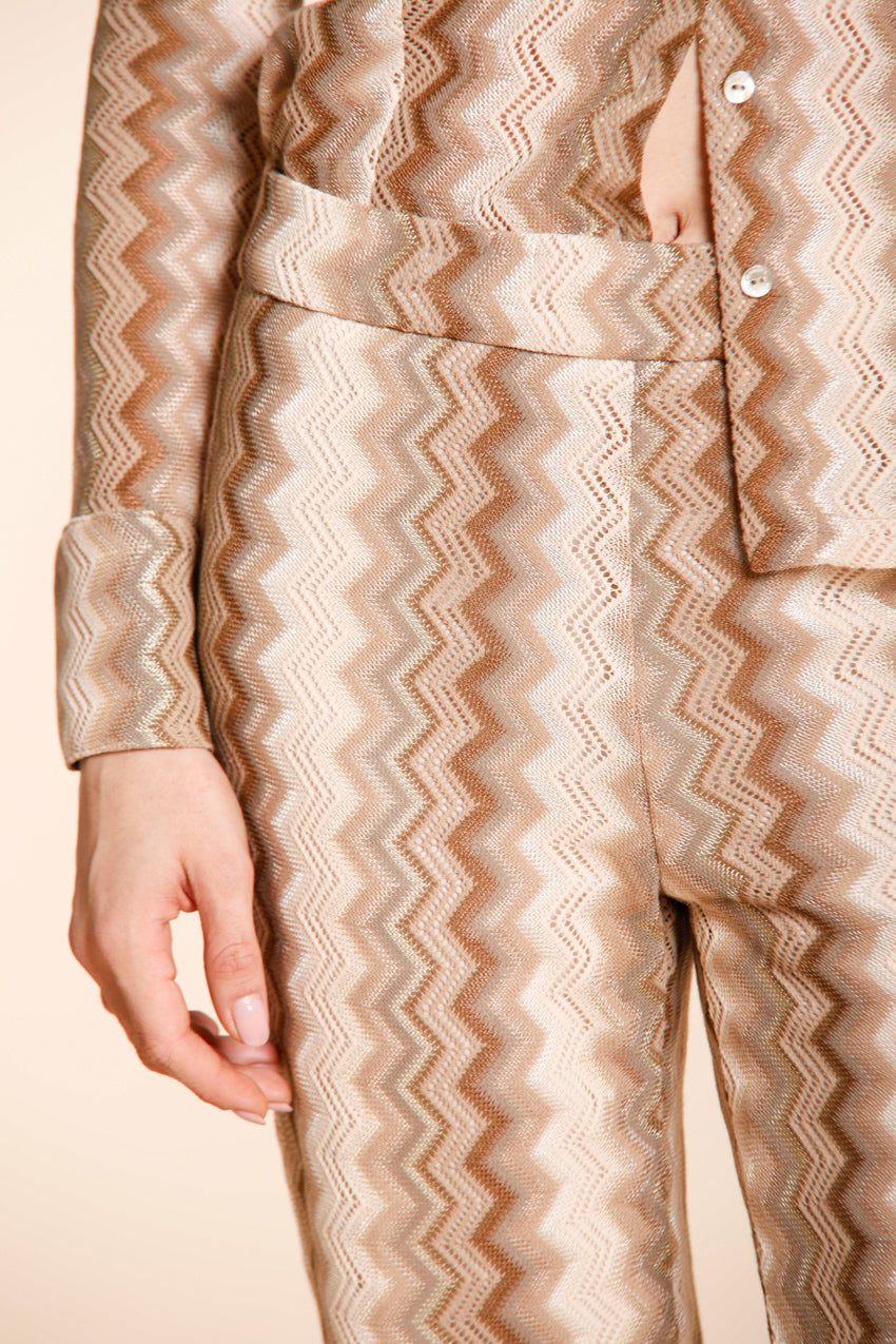 Easy Straight pantalón chino jogger mujer en punto espiga lúrex straight fit