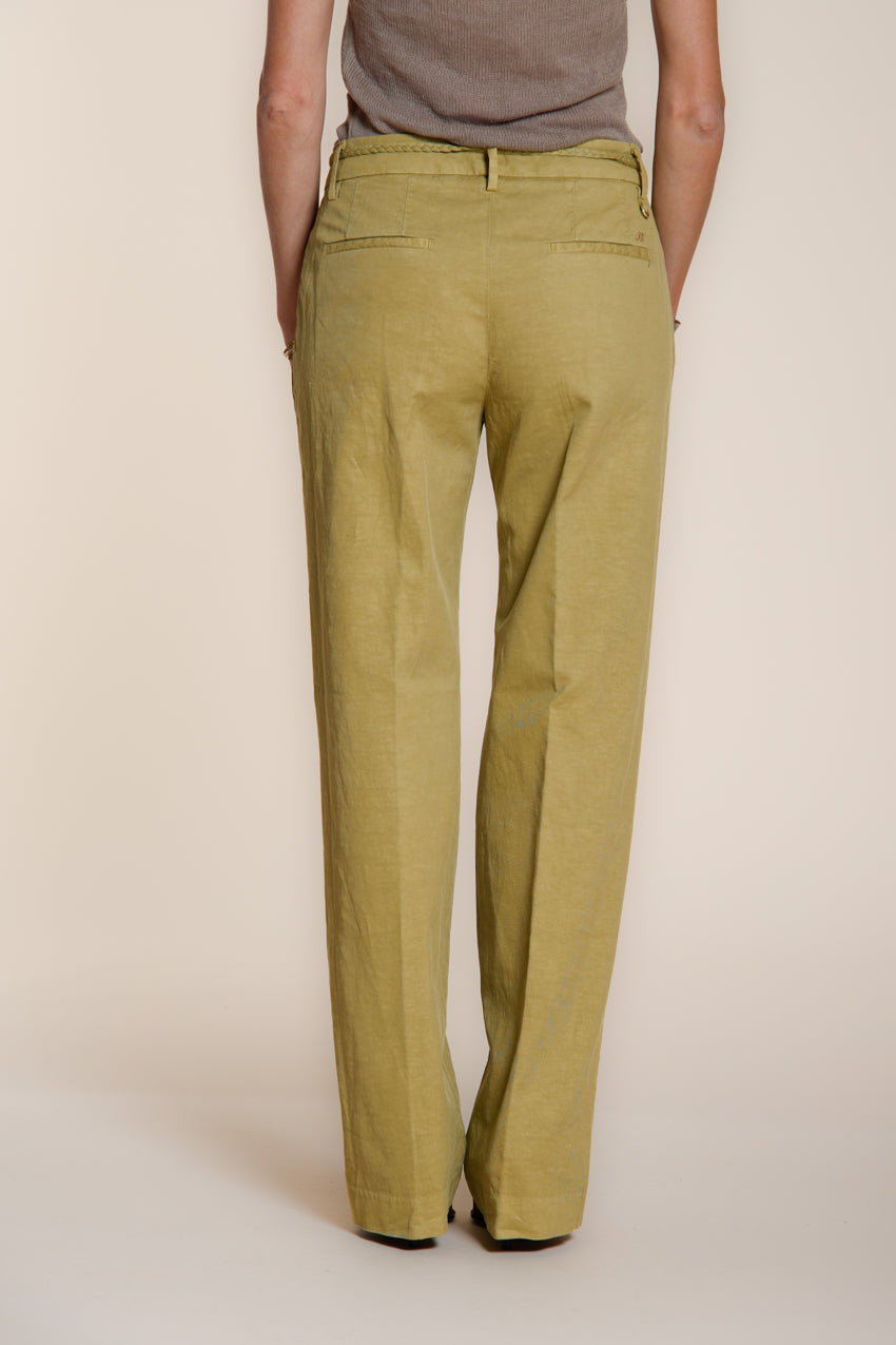 New York Straight pantalón chino mujer en sarga de algodón y lino straight fit