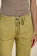 New York Straight pantalón chino mujer en sarga de algodón y lino straight fit