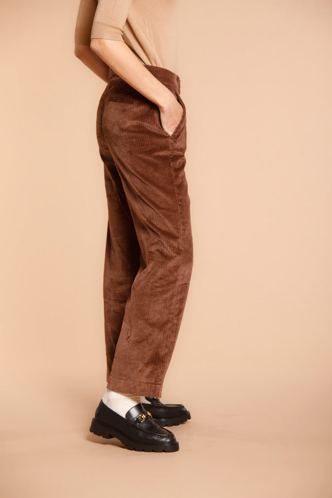 New York Cropped pantalone chino donna in velluto relaxed