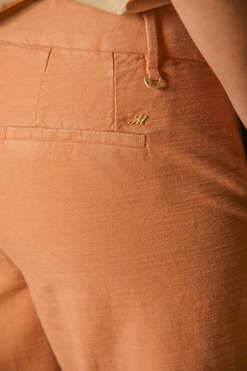 New York Cropped pantalón chino mujer en algodón flameado straight fit