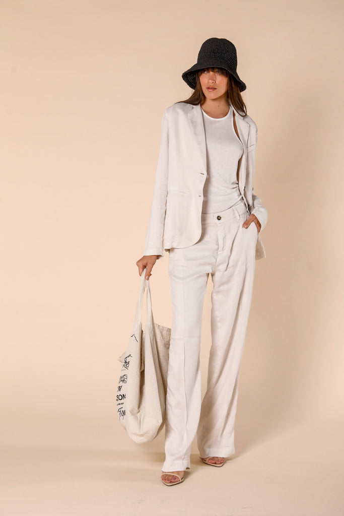 Immagine 2 di pantalone chino donna in misto lino color stucco modello New York Straight di Mason's