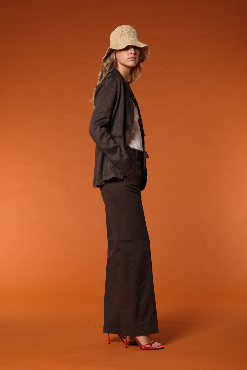 New York Straight pantalon chino femme en Twill de Cotone et Lin coupe Straight