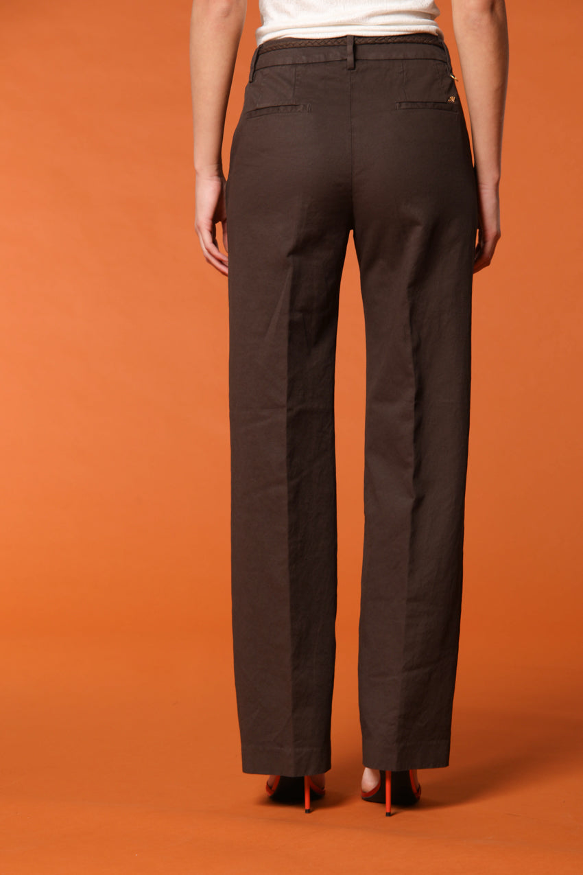 New York Straight pantalon chino femme en Twill de Cotone et Lin coupe Straight