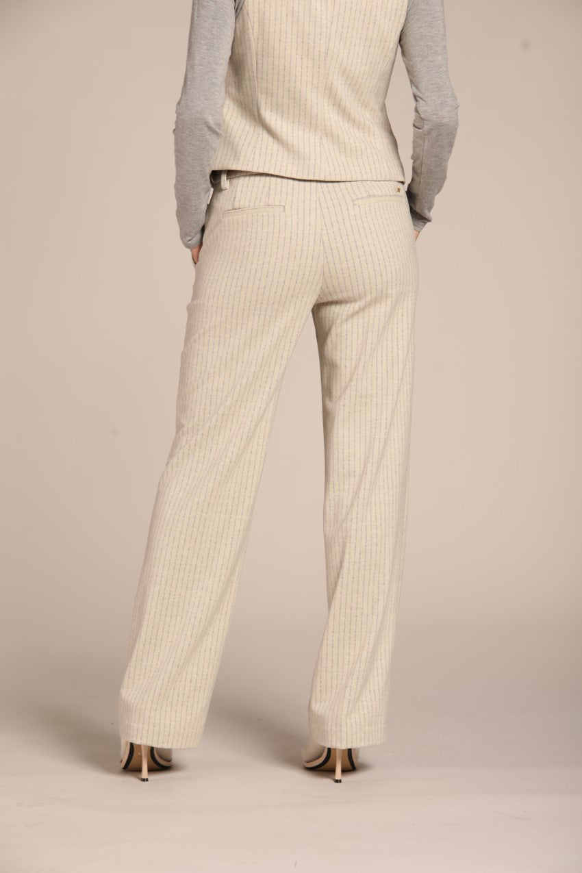 New York Straight pantalon chino femme en jersey avec motif à rayures coupe straight