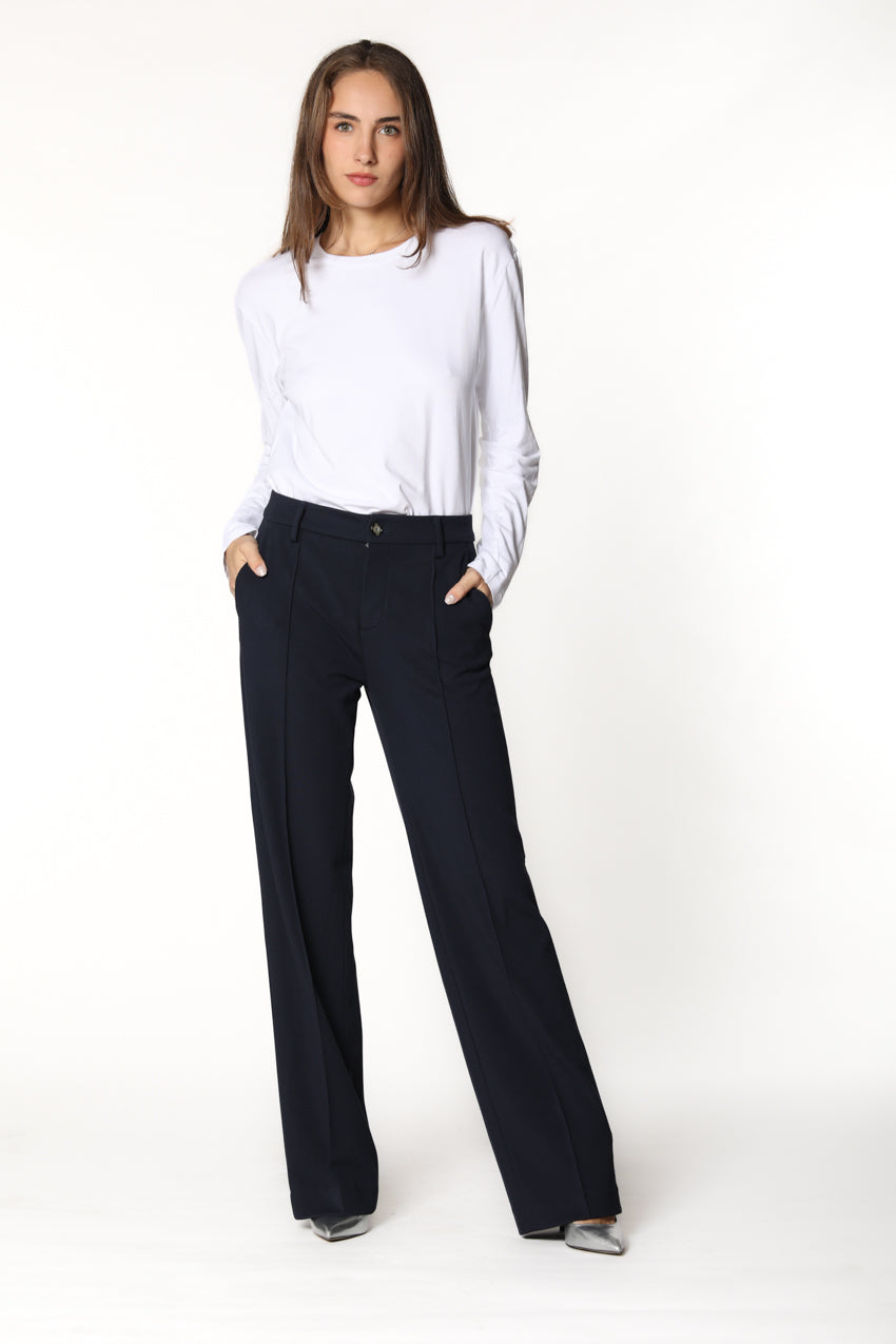 Image 1 de pantalon chino femme en jersey bleu foncé modèle New York Straight de Mason's