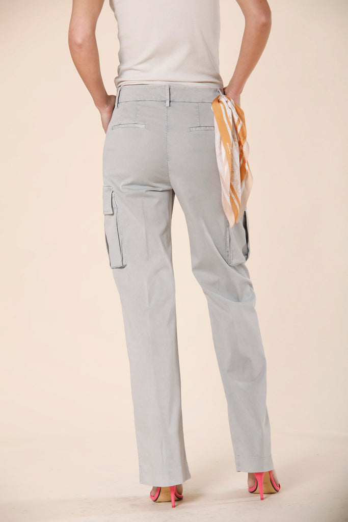 Immagine 3 di pantalone cargo donna in gabardina color ghiaccio modello Victoria di Mason's