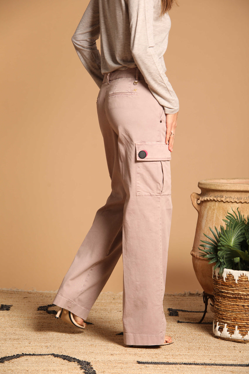 Victoria pantalone cargo donna in gabardina straight fit