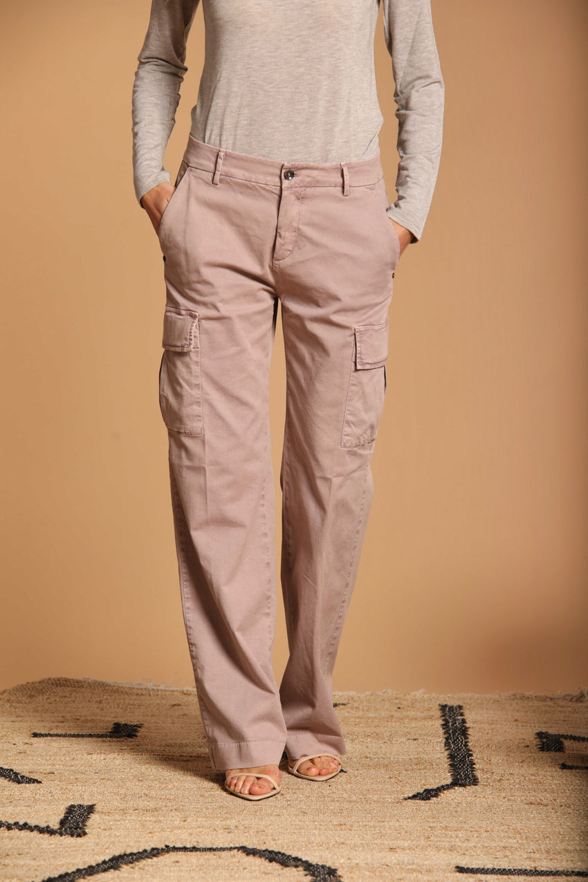 Victoria pantalone cargo donna in gabardina straight fit