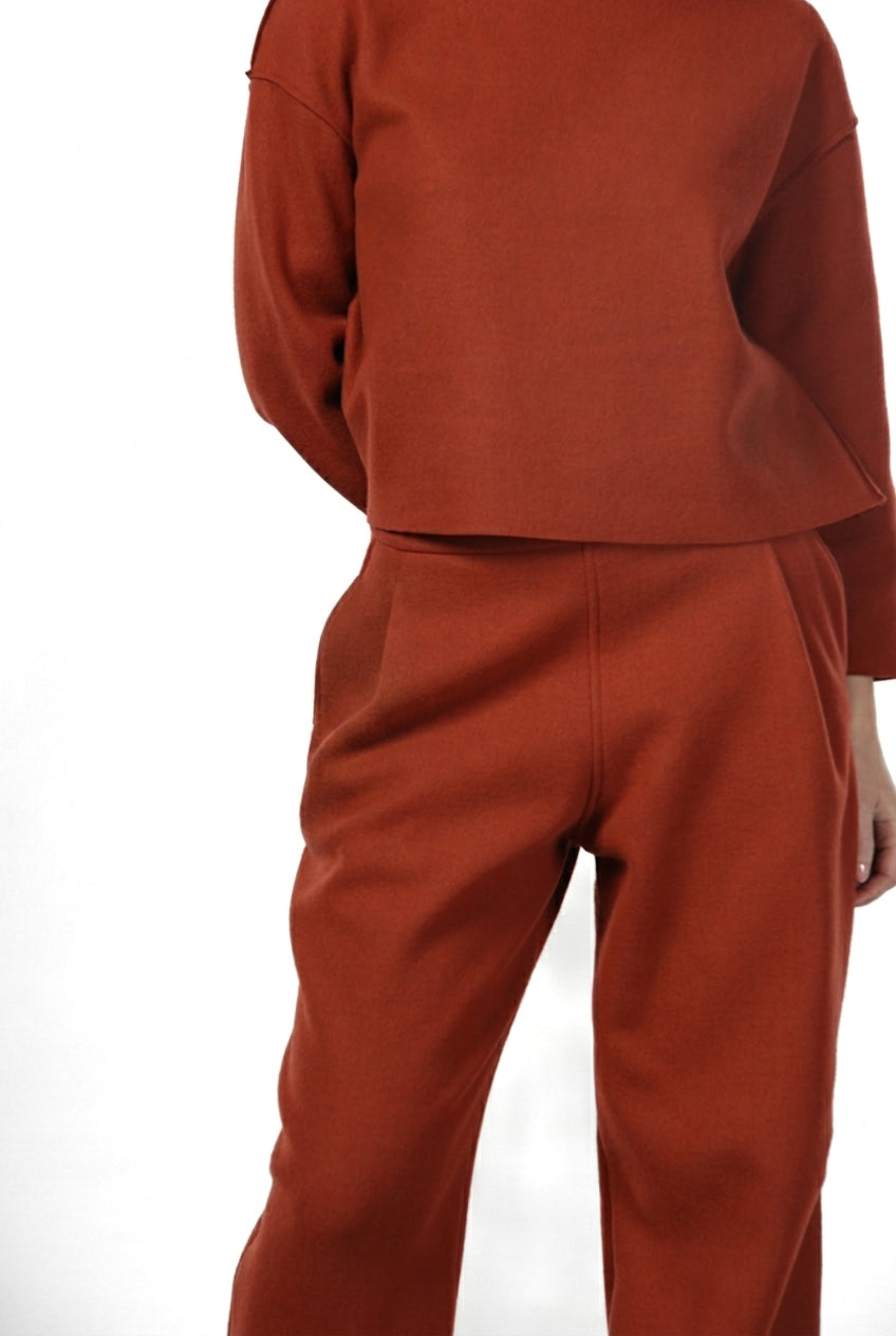 Pantalón chino de mujer de paño de lana con fit Balloon