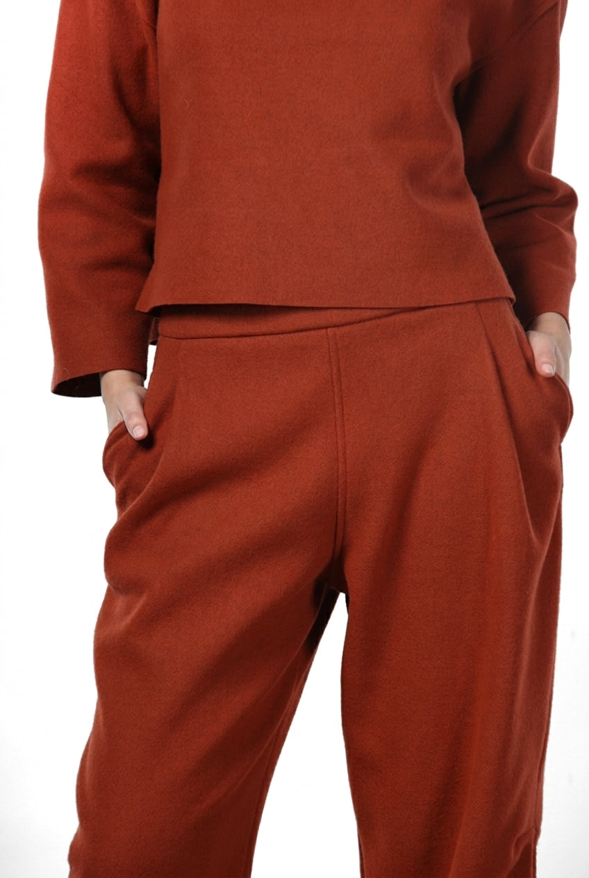 Pantalón chino de mujer de paño de lana con fit Balloon