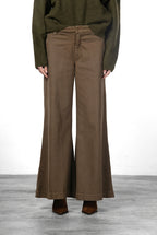 New York Palazzo pantalone chino donna in gabardina wide leg