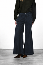 New York Palazzo pantalon chino femme en gabardine wide leg