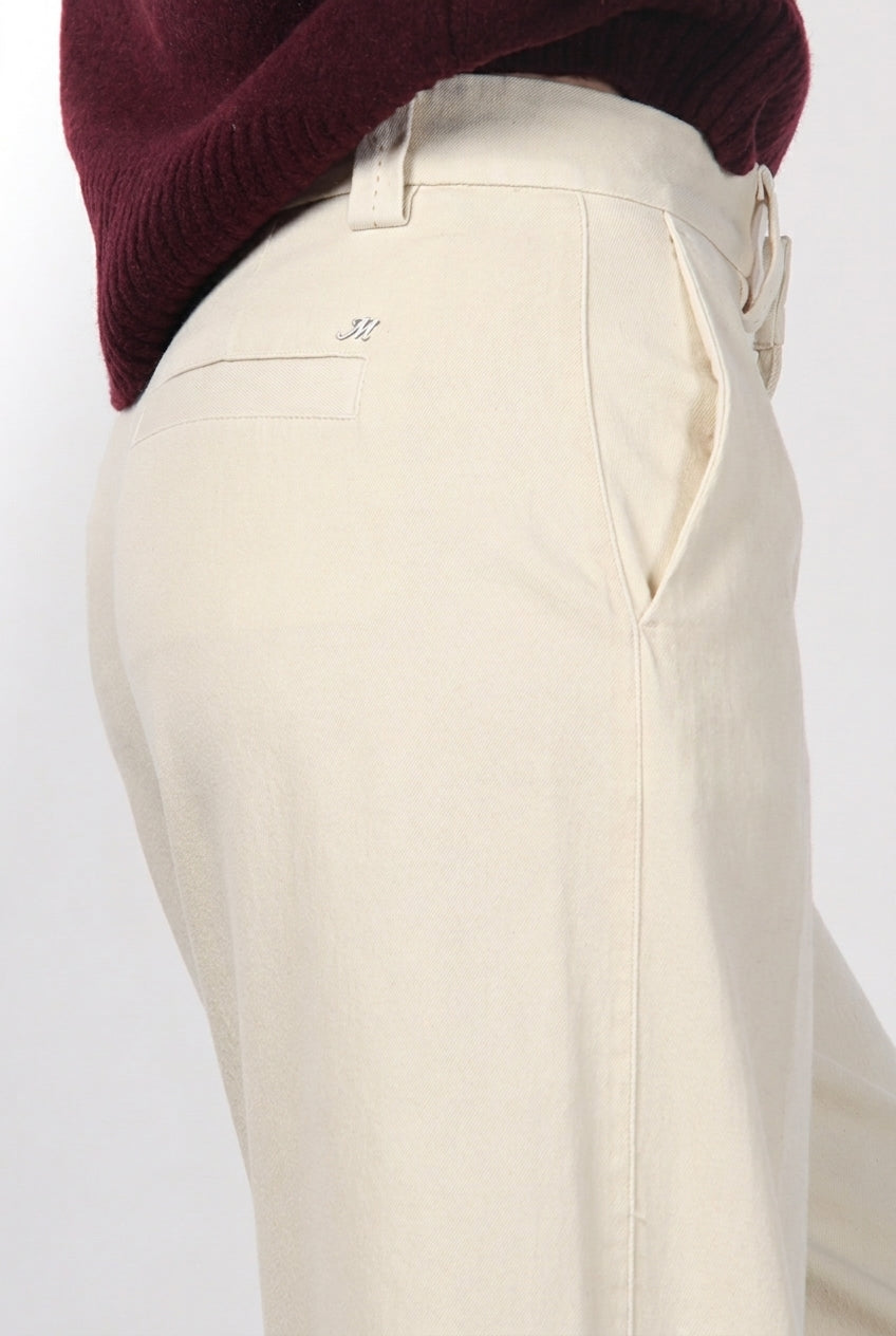 New York Palazzo pantalon chino femme en bull de coton biologique et laine wide leg
