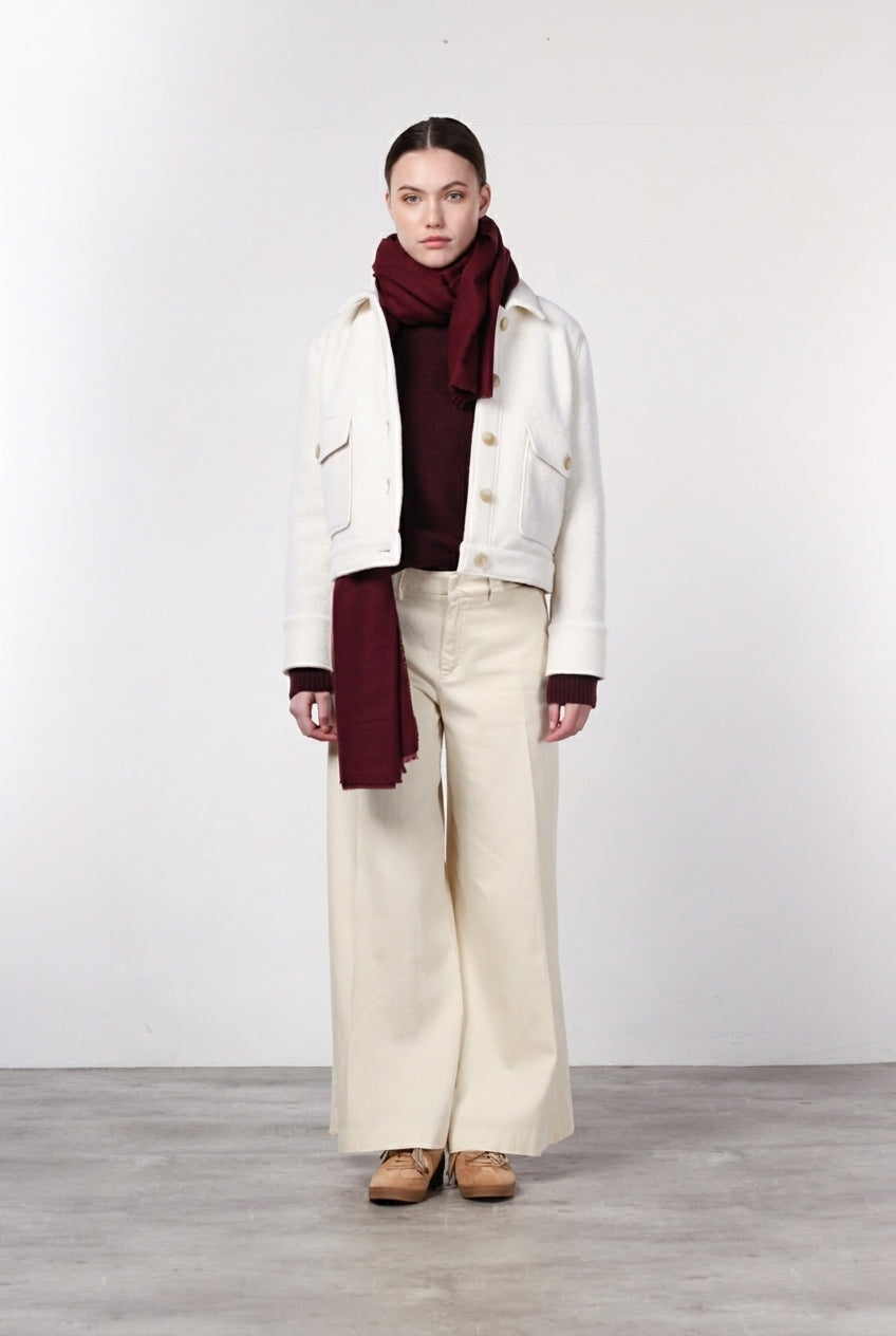 New York Palazzo pantalon chino femme en bull de coton biologique et laine wide leg