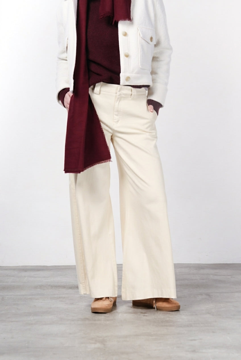 New York Palazzo pantalon chino femme en bull de coton biologique et laine wide leg