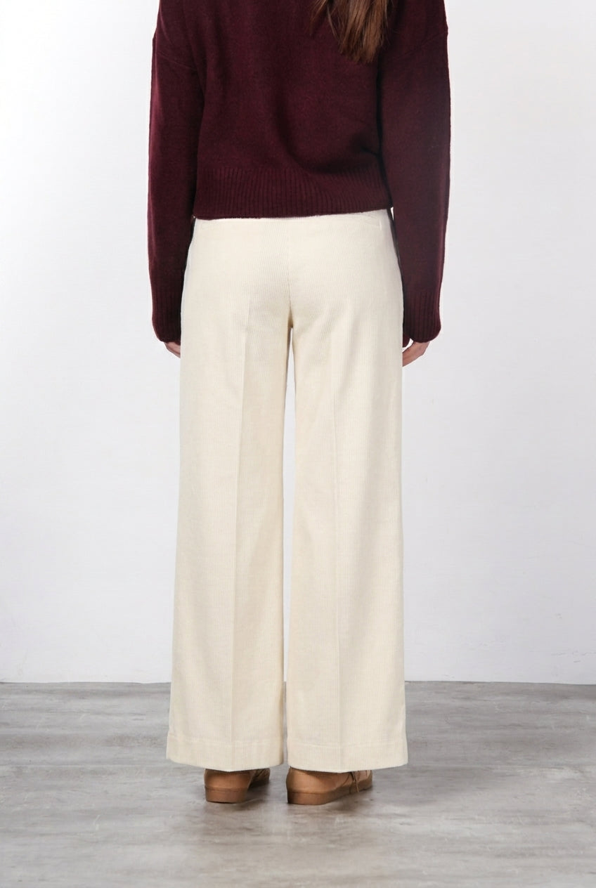 New York Palazzo pantalon chino femme en bull de coton biologique et laine wide leg