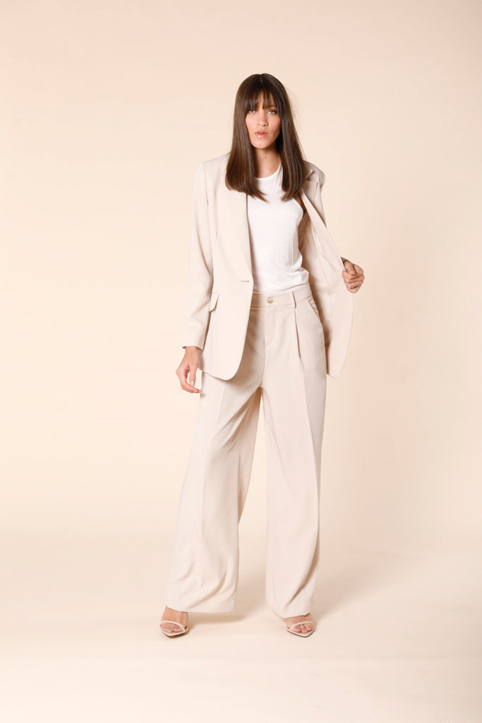 Immagine 2 di pantalone chino donna in tessuto tecnico beige modello NY Wide Pinces di Mason's