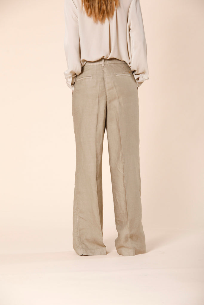 Immagine 4 di pantalone chino donna in tencel e lino color corda modello NY Wide Pinces di Mason's
