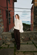 New York Wide Pinces pantalón chino mujer en algodón y cachemira wide leg fit