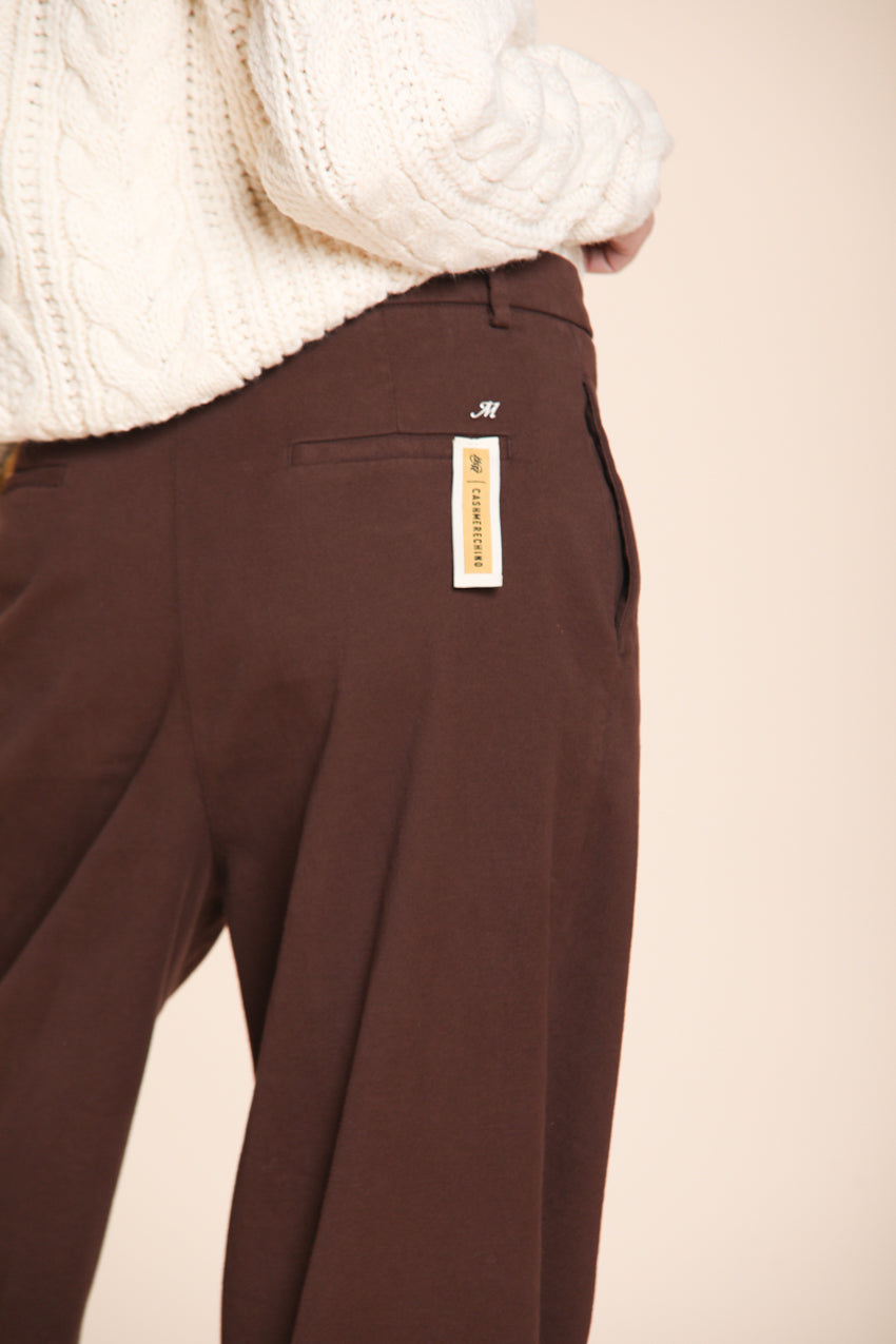 Foto 2 Ny Wide Pinces pantalone chino donna in cotone cashmere wide leg fit