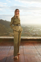 New York Wide Pinces cargo women’s cargo pants in gabardine wide leg fit