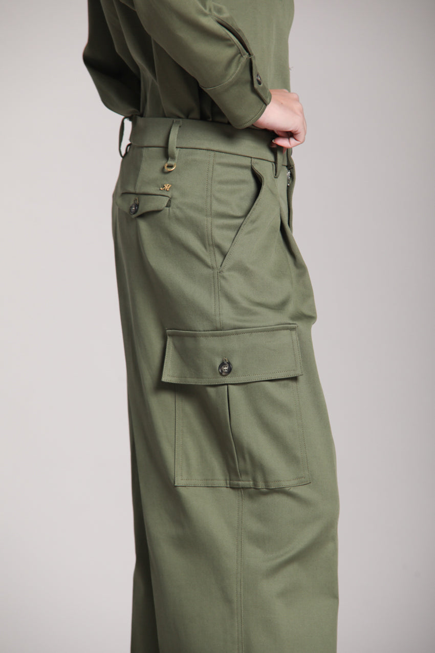 Foto 2 New York Wide Pinces cargo pantalone cargo donna in gabardina wide leg fit