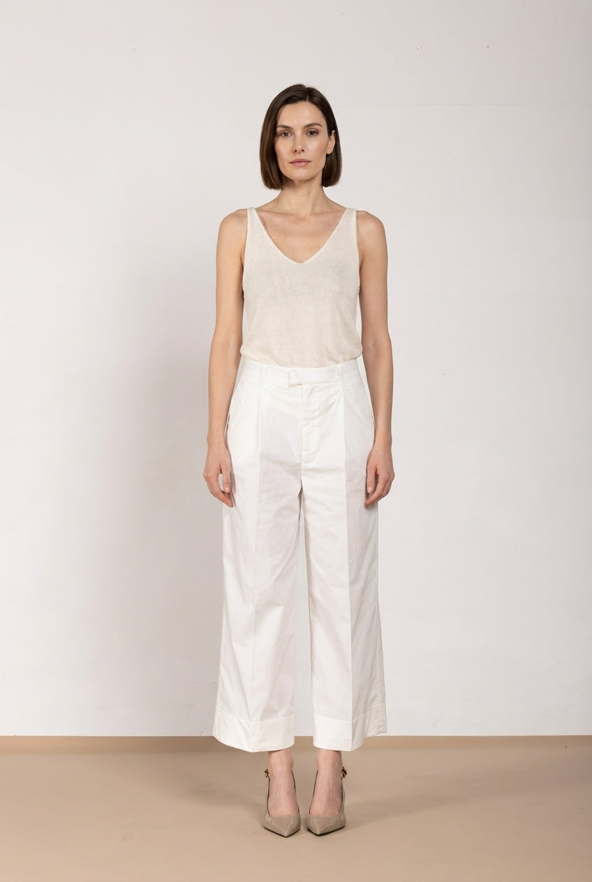 New York Wide pantalone chino donna in tela paracadute wide leg