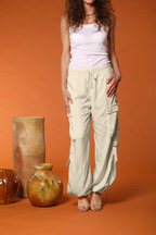 Francis pantalone cargo jogger donna in cotone modal wide leg