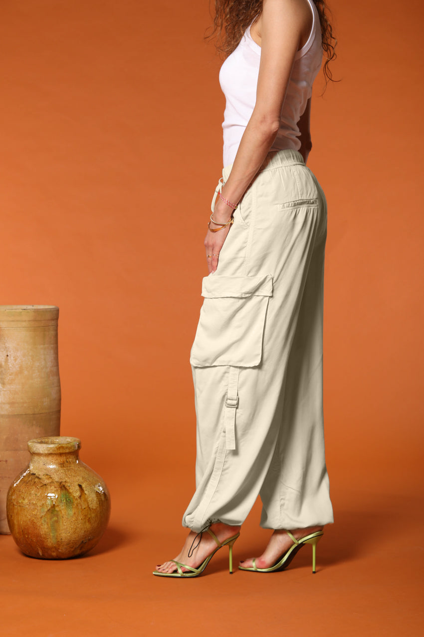 Francis pantalone cargo jogger donna in cotone modal wide leg