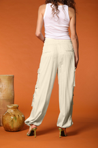 Francis pantalone cargo jogger donna in cotone modal wide leg
