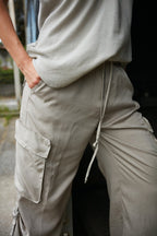 Francis pantalone cargo jogger donna in cotone modal wide leg