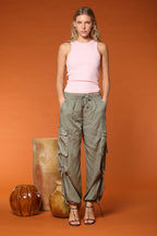 Francis pantalone cargo jogger donna in cotone modal wide leg
