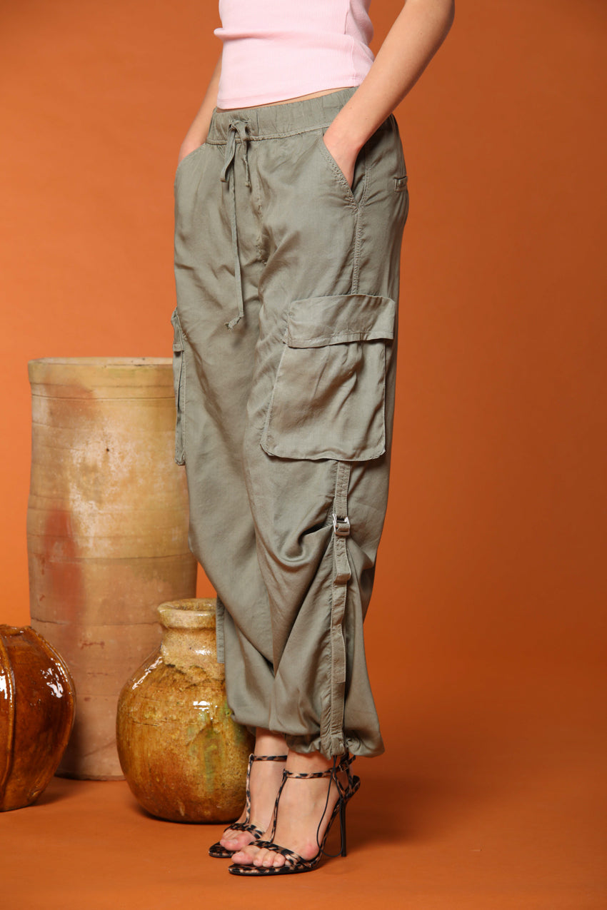 Francis pantalone cargo jogger donna in cotone modal wide leg