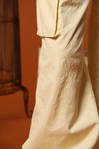 Francis pantalone cargo jogger donna in twill di cotone e lino wide leg