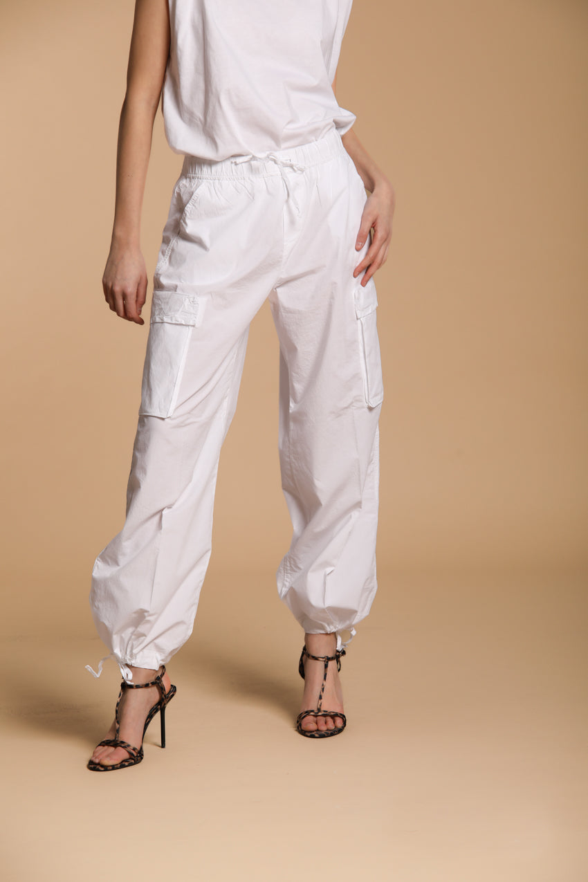 Francis pantalone cargo jogger donna in popeline wide leg