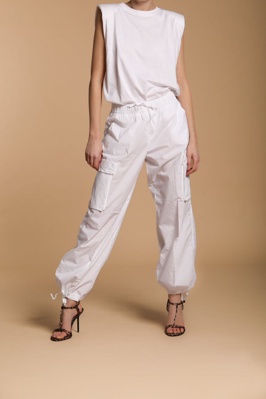 Francis pantalone cargo jogger donna in popeline wide leg