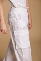 Francis pantalone cargo jogger donna in popeline wide leg